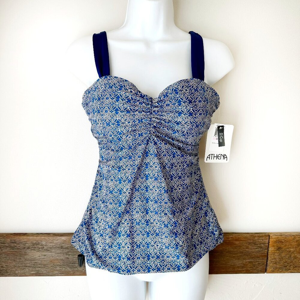 NWT Athena Swim Cami Top Bathingā Suit Blue Mandala NEW 32D